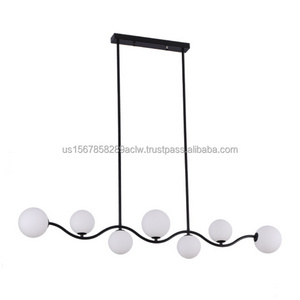 Rectangle kitchen island pendant light with glass shade black metal hanging lamps restaurant bars decorative modern chandelier