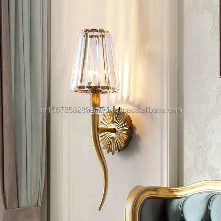 Contemporary modern Simplicity indoor Chrome mirror crystal decorative wall lamp Lighting for home