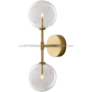 Modern gold wall light Round Glass Ball mounted wall lamp Hotel Background Mirror wall bracket light Nordic Retro Lighting