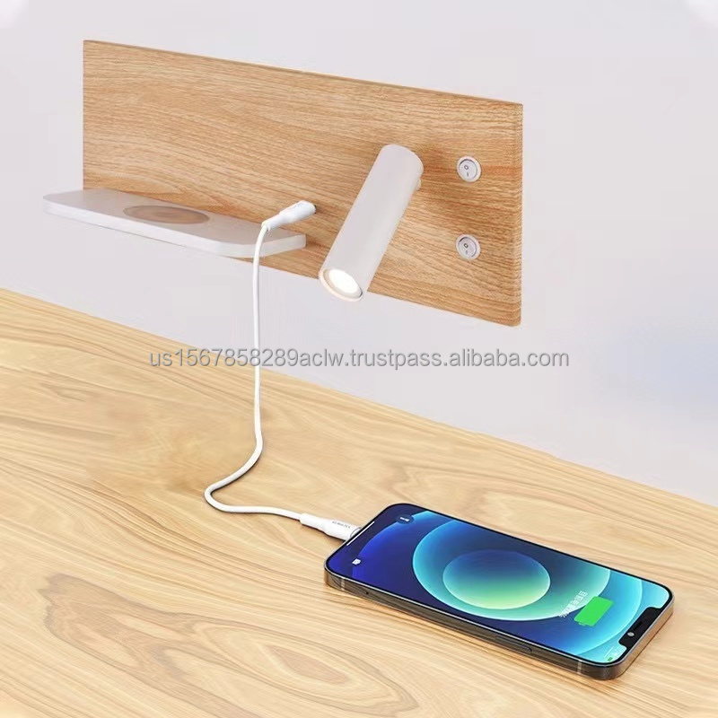 LED Wall Sconces with Wireless Charger USB rechargeable Reading Light Bedside Wall Light Rotatable Wall Lamp 350 degree rotation