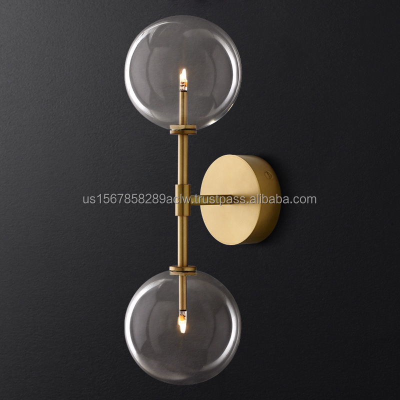 Modern gold wall light Round Glass Ball mounted wall lamp Hotel Background Mirror wall bracket light Nordic Retro Lighting