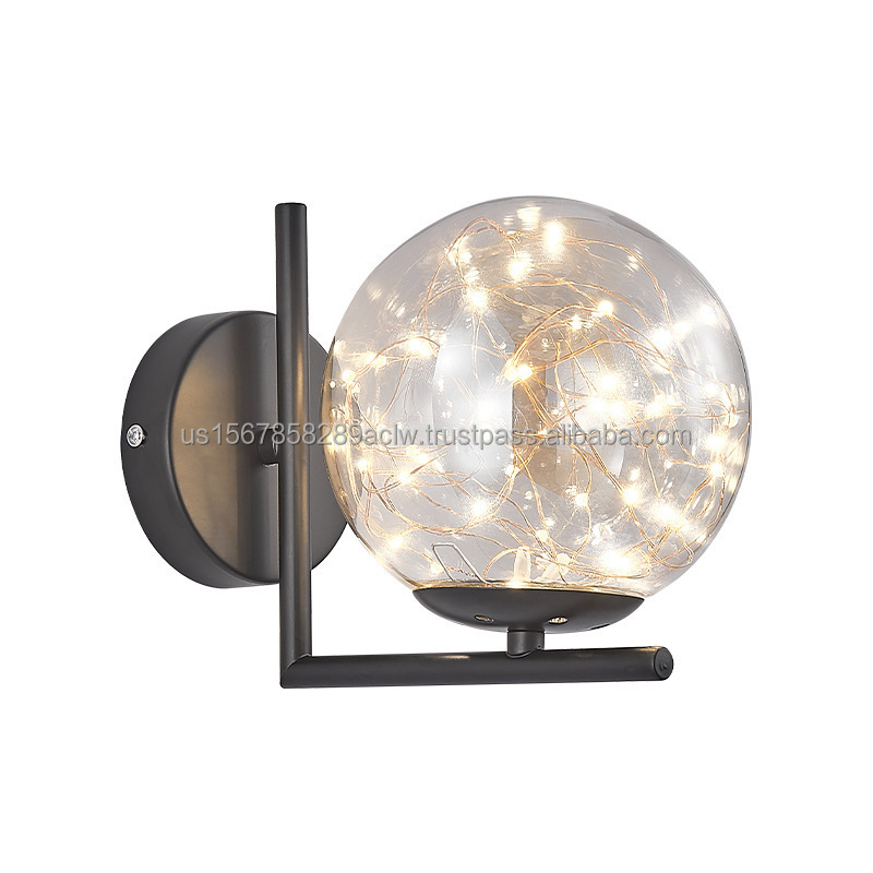 Simple Postmodern Fancy Bedroom Bedside Glass Ball Light Home Stairs Decorative Sconce Light Bedroom E27 LED Indoor Wall Lamps