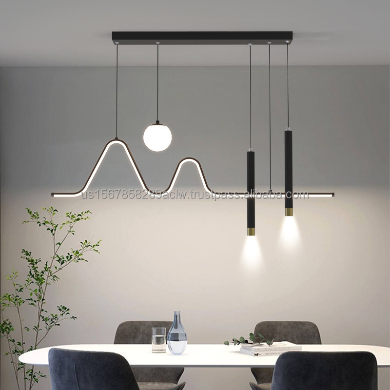 Rectangle kitchen island pendant light with glass shade black metal hanging lamps restaurant bars decorative modern chandelier