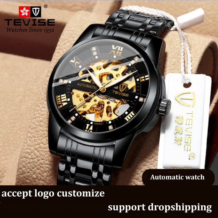 Luminous Hollow Out Men Watch Waterproof Steel Band Mechanical Wrist Watches Fashion Automatic Watch Custom