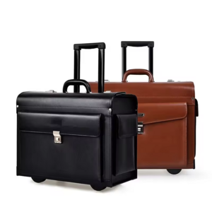 2024 Highest quality best selling leather custom men's leather Pilot Luggage Large capacity air boarding box trolley case