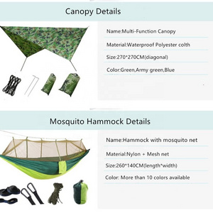 Lightweight portable parachute hammock Factory rain fly awning Camping hammock with mosquito net Travel awning hammock