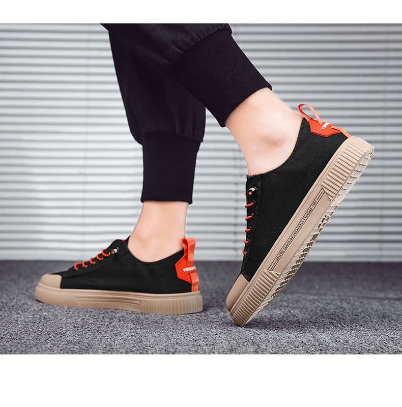 OEM Wholesale fashion retro sports running canvas sneaker men casual shoes black canvas shoes