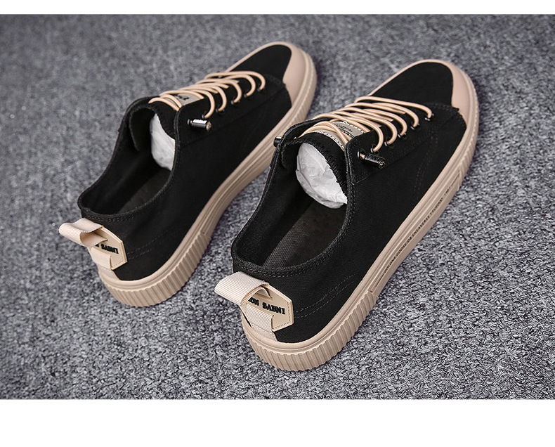 OEM Wholesale fashion retro sports running canvas sneaker men casual shoes black canvas shoes