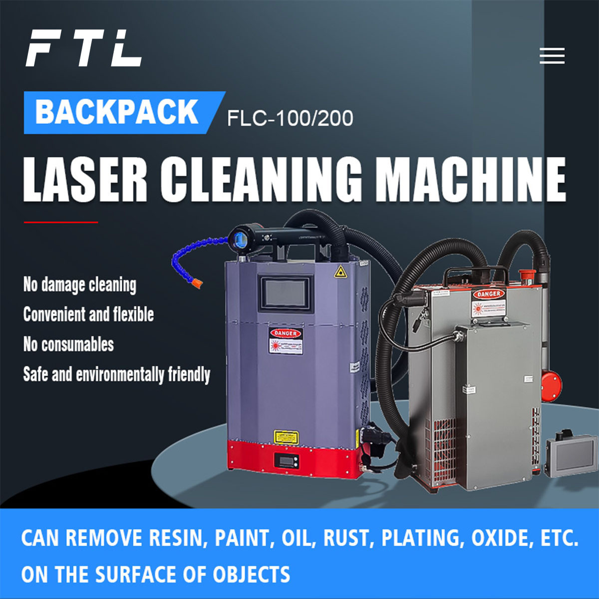 FTL Backpack pulse laser cleaning machine rust removal laser cleaning of metal laser metal cleaning machine