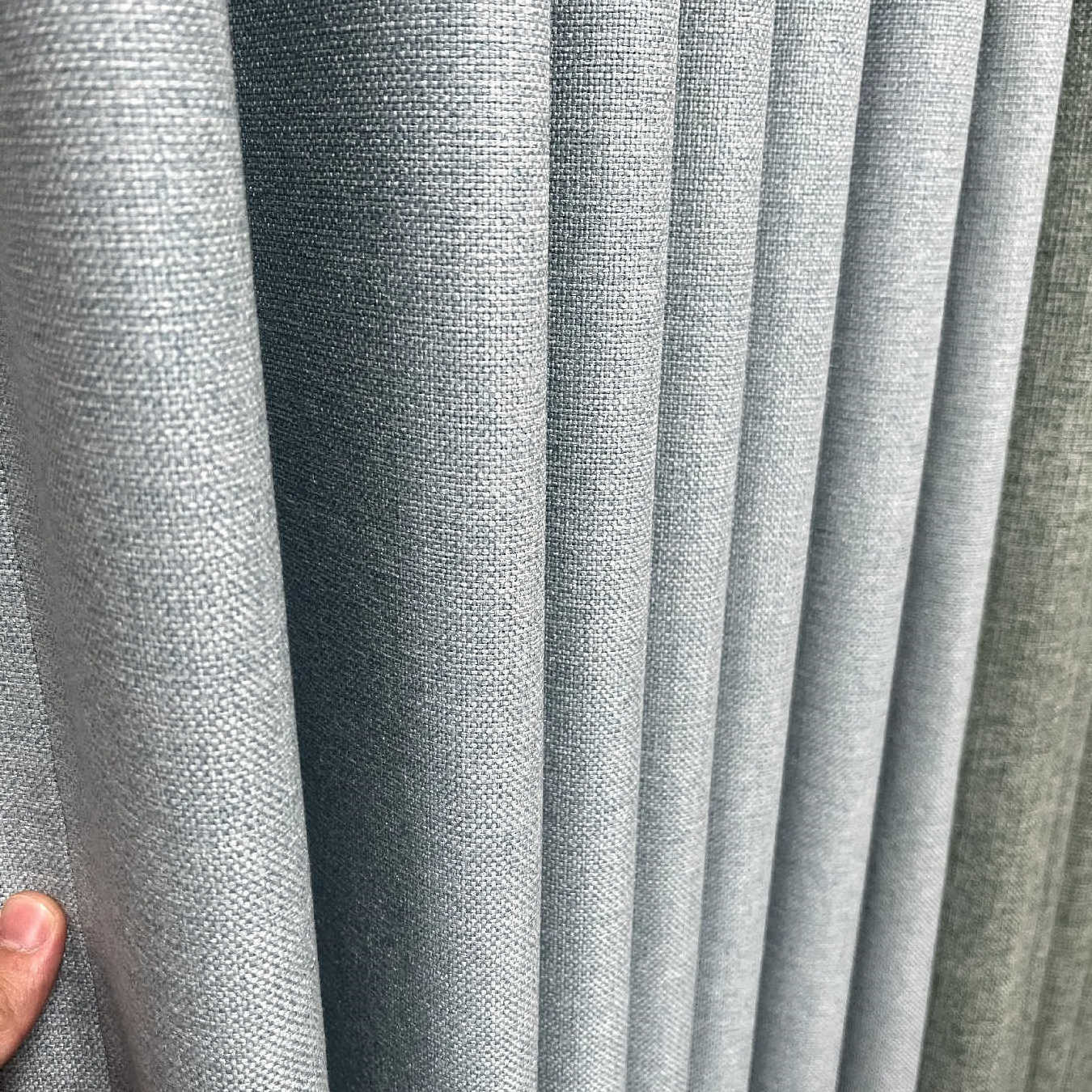 Factory sell 140cm width full roll fabric blackout linen curtains with 100% full blackout