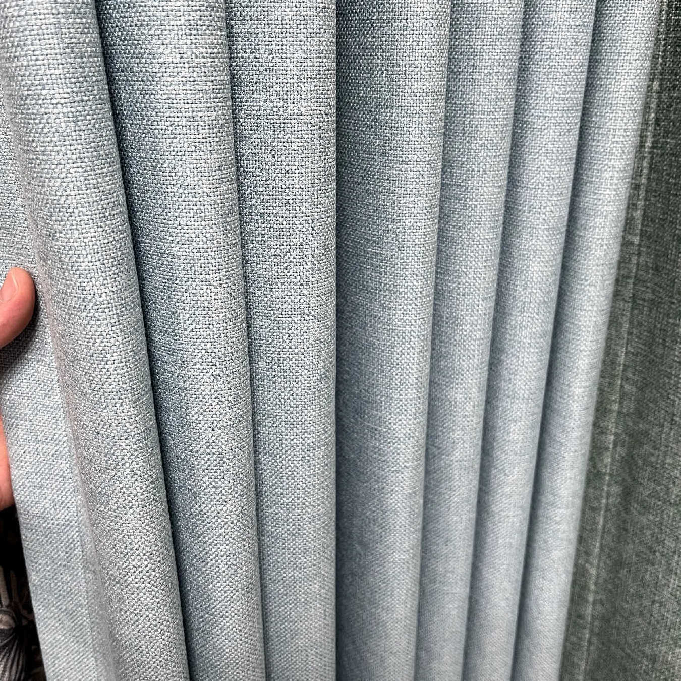 Factory sell 140cm width full roll fabric blackout linen curtains with 100% full blackout