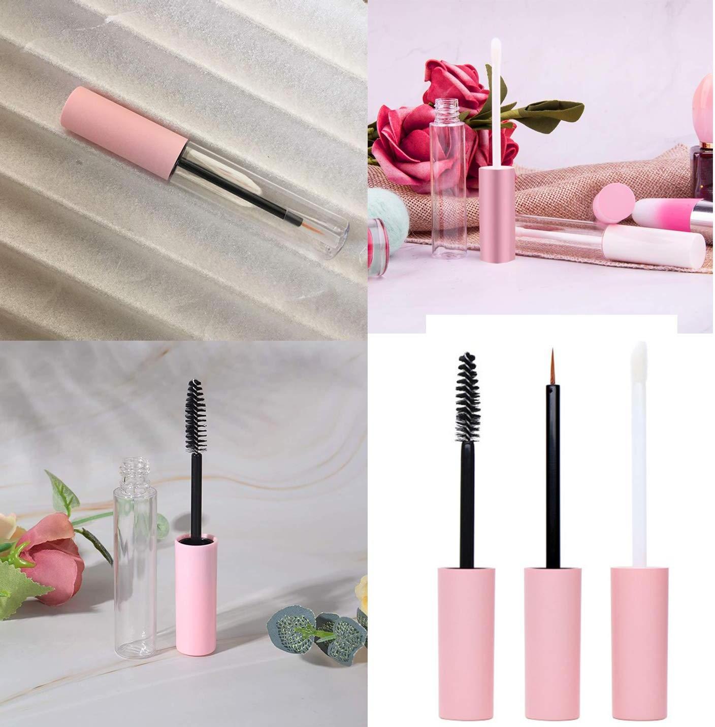 10ml Mini Mascara Tube Empty Pink Eyelash Brush Bottle Sets Wand Brush Travel DIY Makeup Tool Eyelash Cream Container