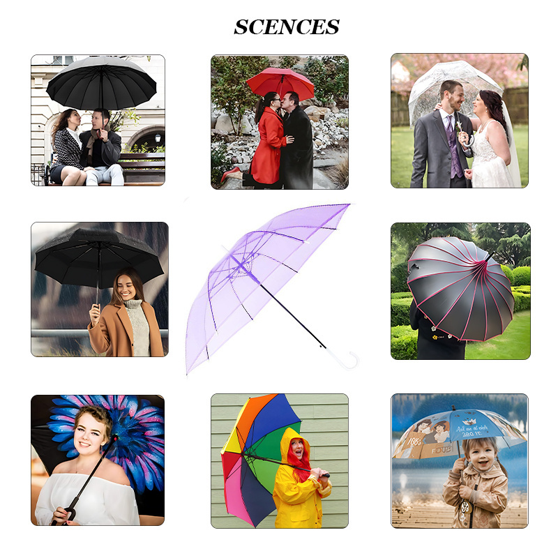 Custom design wedding gifts wholesale open straight clear umbrella outdoor rain transparent Umbrella with logo printing