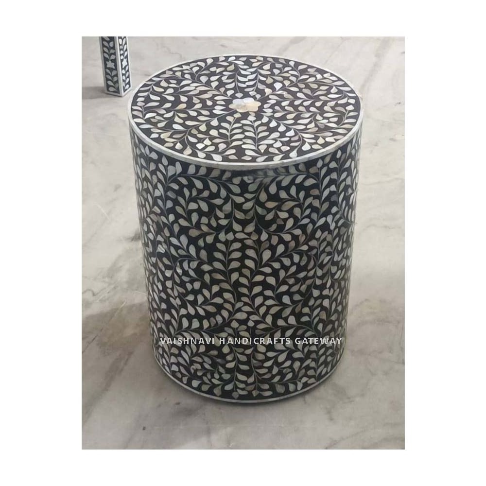 Luxury Indian Manufacturer And Export Mother Of Pearl With MDF Home Decoration Stool