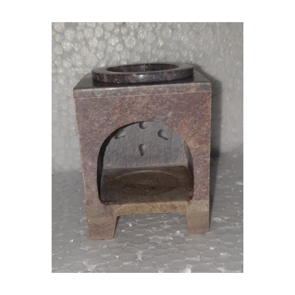 Handmade Small Size Square Shape Natural Soap Stone Aroma Oil Burner, Indian Stone Tea Light Burner