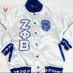 Zeta Phi Beta Sorority Embroidery Women Satin Jacket | ZPB Sorority Embroidered Ladies Customized Silk Bomber Jacket