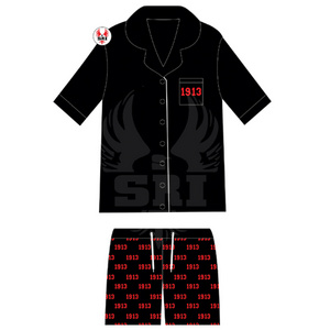 Delta Soror Embroidered Women Satin Silk Pajama Set | Sorority Sublimated Ladies Custom Made Silk Pyjama Set Sleep Wears