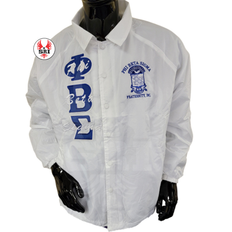 Phi Beta Sigma Fraternity Embroidery Men Coaches Jacket | Fraternity Embroidered BoysCustom Made Line Coaches Jacket