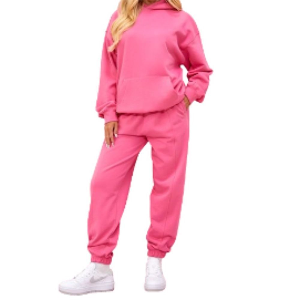 Pink Women 2 Piece Pant Sets Joggers Sweat Suit Sets Winter Tracksuits Long Sleeve Women's Hoodies Sweatshirts Set