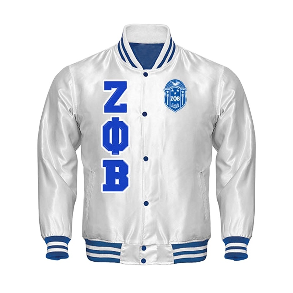 Satin jacket Greek gear with front Button custom wholesale bomber letters college jacket Satin Varsity jacket men