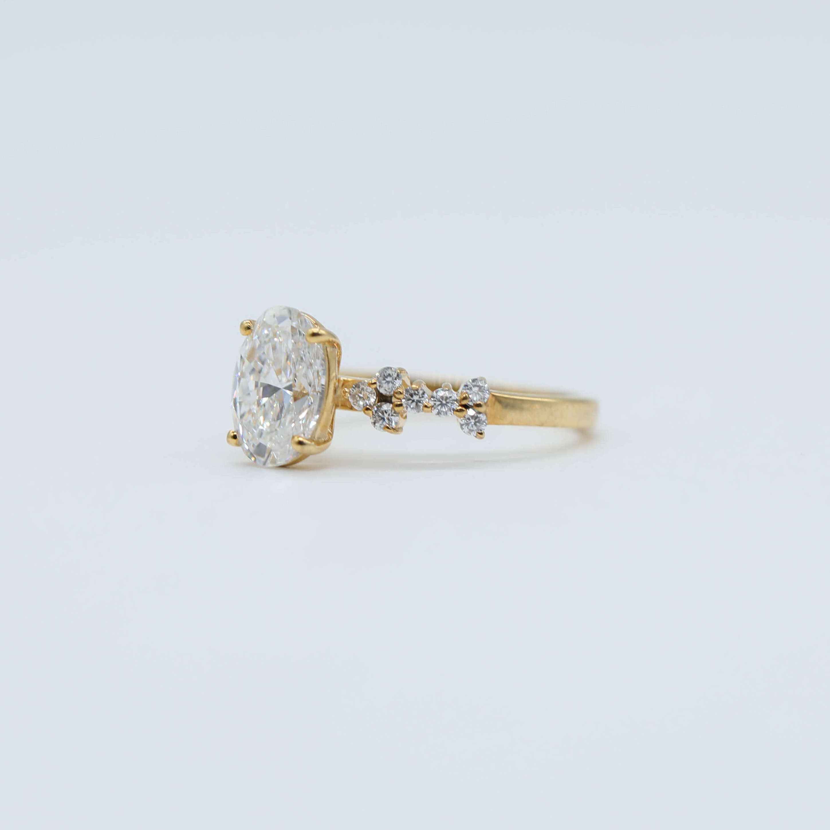 1.45 Carat Oval Cut Certified Lab Diamond Cluster Setting Diamond Engagement And Anniversary Gift Ring IN 18KT SOLID GOLD