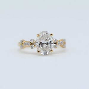 1.45 Carat Oval Cut Certified Lab Diamond Cluster Setting Diamond Engagement And Anniversary Gift Ring IN 18KT SOLID GOLD