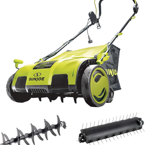 Sun Joe AJ801E 12-Amp, Electric Dethatcher and Scarifier w/Removeable 8-Gallon Collection Bag, 5-Position Height Adjustment