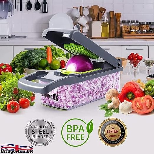 Premium Quality Vegetable Slicer Food Chopper Grade 420 Stainless Steel Blades with Soft Grip Handle