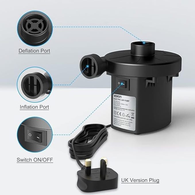 High Quality AC Electric Pump with 3 Different-Sized Nozzles for Air Mattresses Swimming Pool