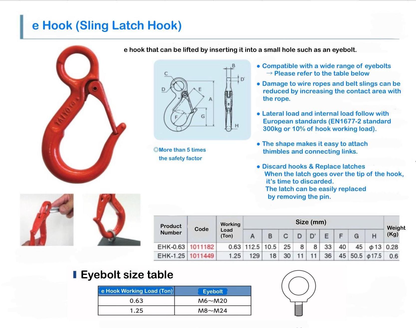 Eye Bolt Sizes Alloy Steel Weight Lifting Hooks for Normal Lifting