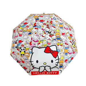 New Automatic Cartoon Cute Rain And Sunshine Umbrella Folding Vinyl Sun Protection UV Protection Portable Three Fold umbrella