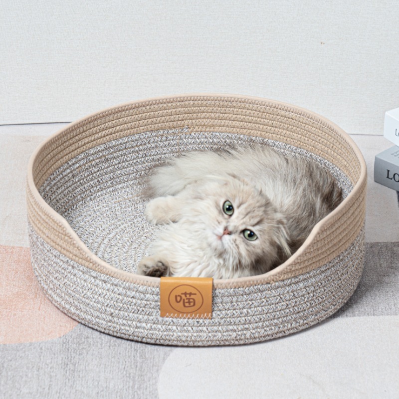 Woven Cat Nest Cat Scratch Board Nest Hand-Woven Mat Summer Cat Bed Pet Mat Rattan Woven Dog Nest Grasp Wear-Resistant Wholesale