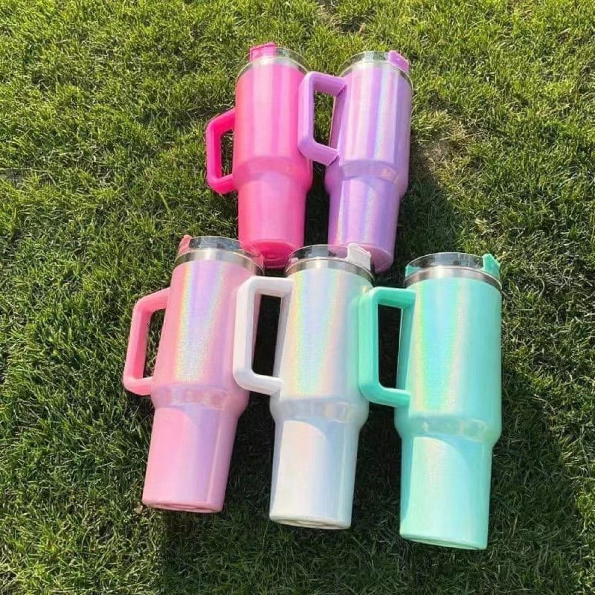 2024 New Gradient color Customization 40oz Tumbler With Handle Quencher double wall vacuum thermal cup coffee mug stainless