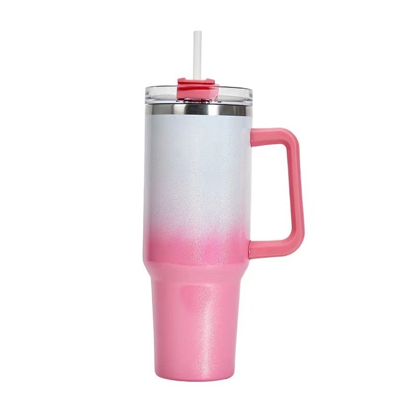 2024 New Gradient color Customization 40oz Tumbler With Handle Quencher double wall vacuum thermal cup coffee mug stainless