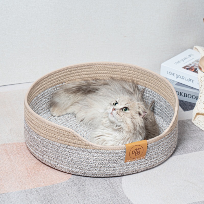 Woven Cat Nest Cat Scratch Board Nest Hand-Woven Mat Summer Cat Bed Pet Mat Rattan Woven Dog Nest Grasp Wear-Resistant Wholesale