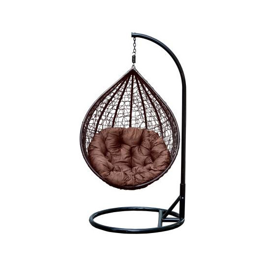 Swing Egg Chair Hanging Basket Chair with Stand, Brown Cushion