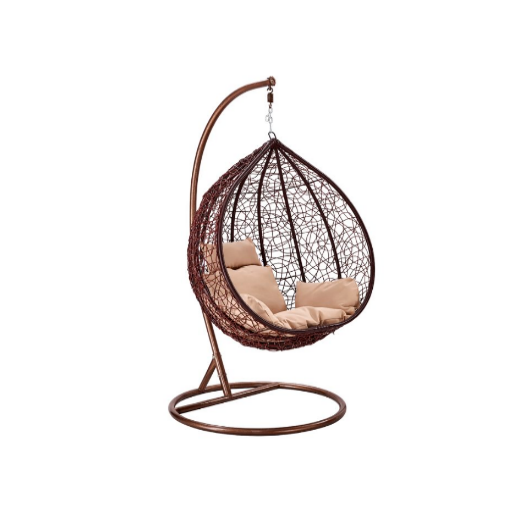 Chair Hanging Basket Chair with Stand, Brown Cushion