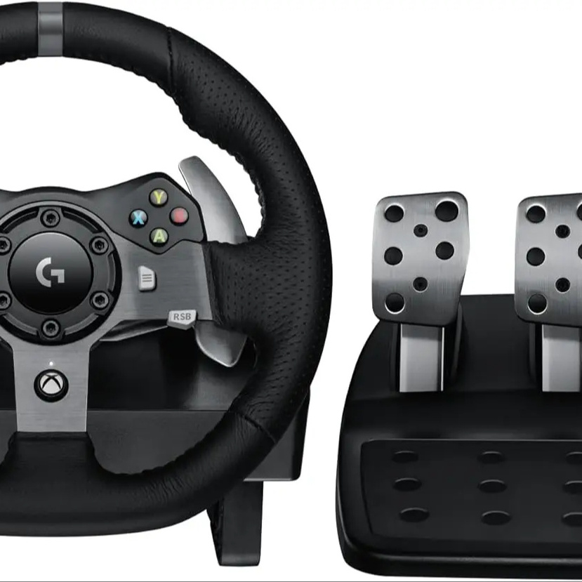 Top Quality Logitechs G920 Driving Force Racing Wheel and Floor Pedals, Real Force Feedback, Stainless Steel Paddle Shifters