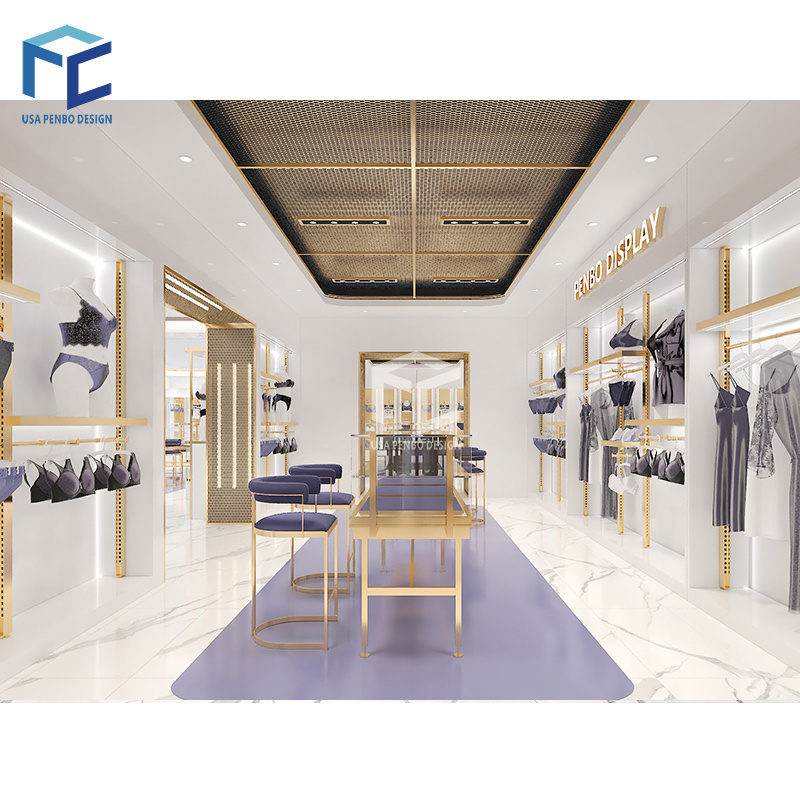 Luxury Sexy Lingerie Stores Design Customized Display Showcase And Display Rack Decoration For Underwear Shop