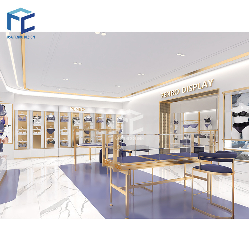 Luxury Sexy Lingerie Stores Design Customized Display Showcase And Display Rack Decoration For Underwear Shop