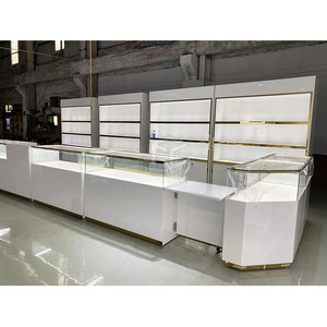 Custom White Watch Store Display Cabinet Jewellery Cabinet Display Simple Jewellery Shop Counter Design