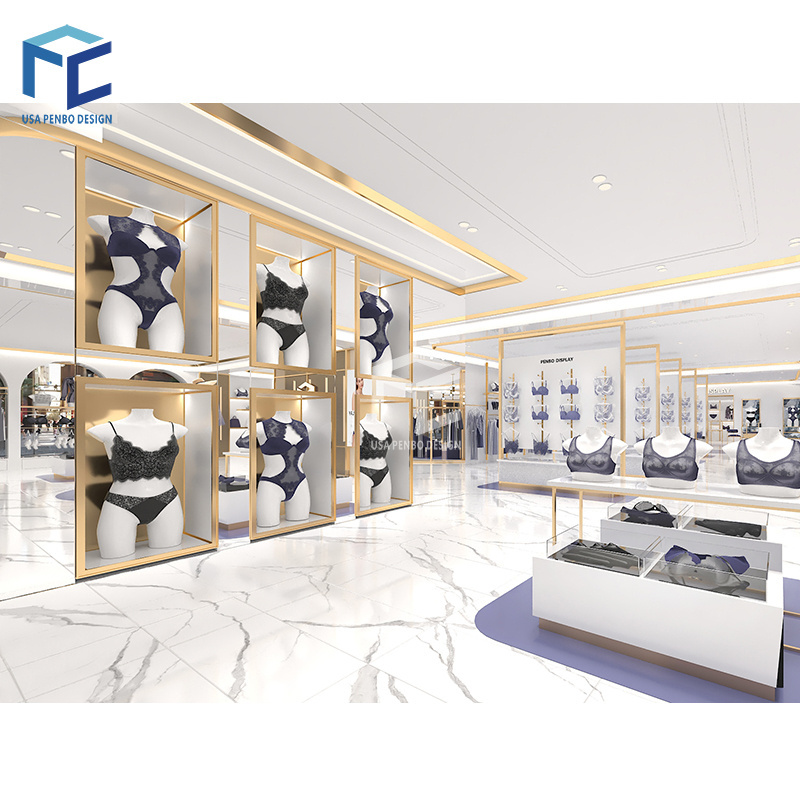 Luxury Sexy Lingerie Stores Design Customized Display Showcase And Display Rack Decoration For Underwear Shop