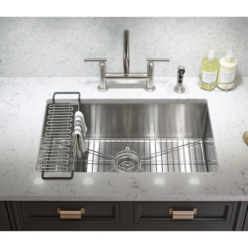 UPC 16 GAUGE UNDERMOUNT STAINLESS STEEL KITCHEN HANDMADE SINK WITH FAUCET