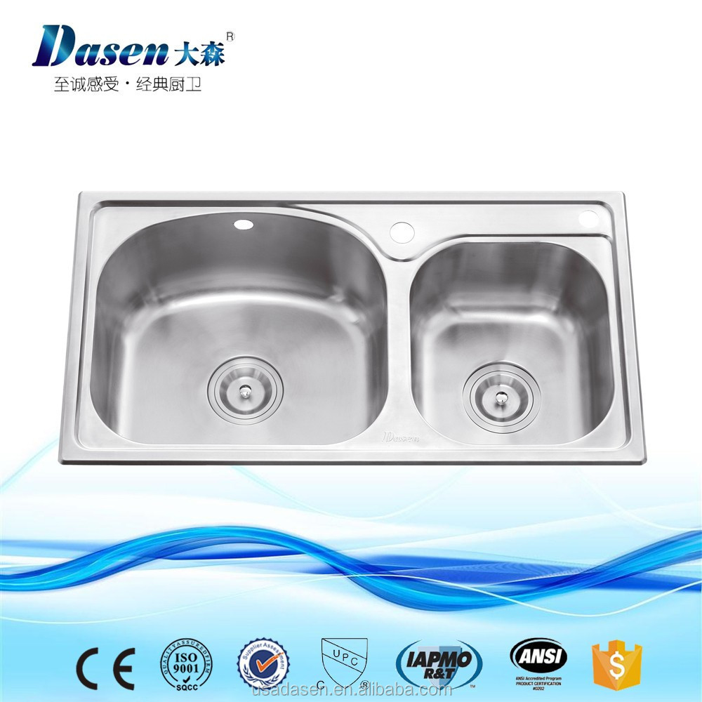 Inox table top 810 x 430mm dish washing trough sink basket Stainless steel kitchen sink