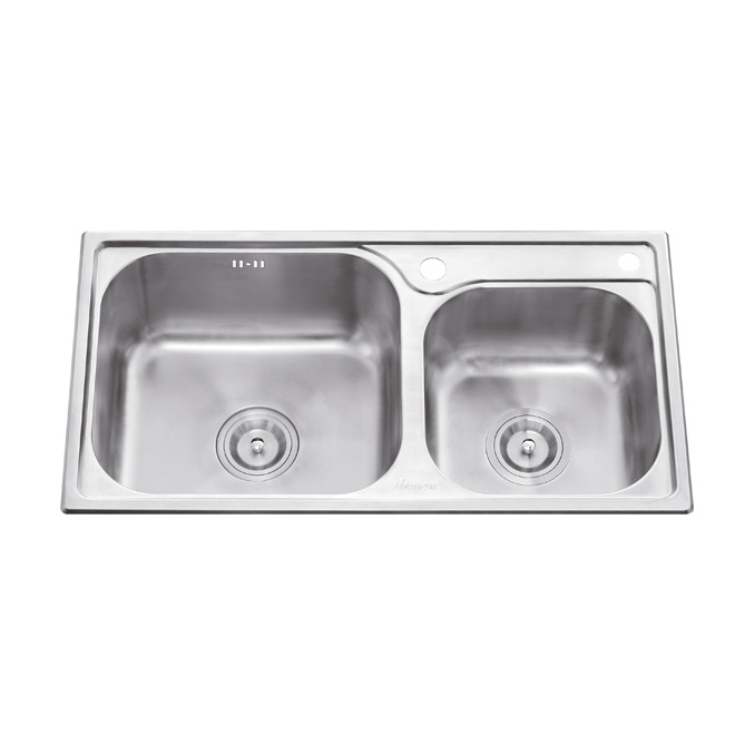 Inox table top 810 x 430mm dish washing trough sink basket Stainless steel kitchen sink