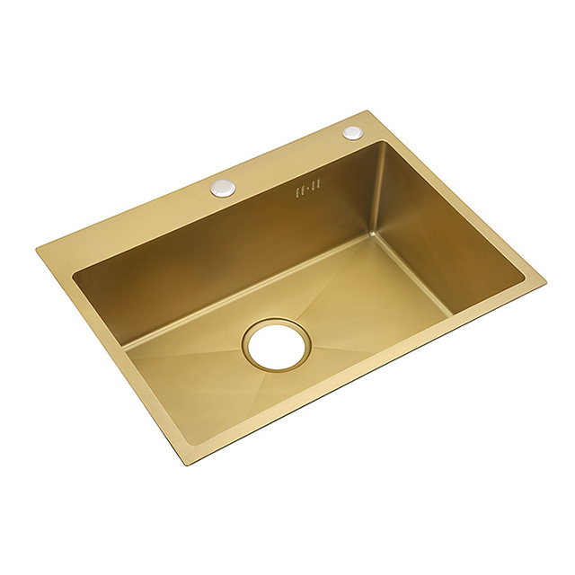 Single Bowl SUS 304 Nano Kitchen Sink Customized Gold Luxury Stainless Steel Kitchen Sink