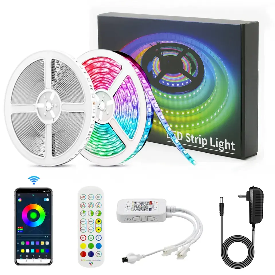 Hot Sale Light Source Wifi Control SMD2835 5050 Flexible Constant Current RGB LED Strip Light Waterproof 12V Full Color Luces 80