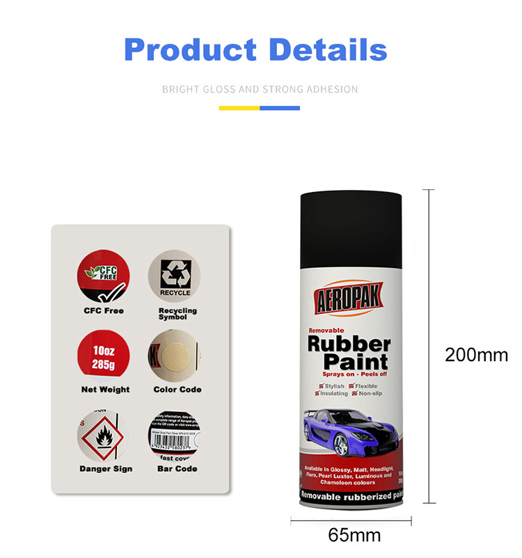 Aeropak Aerosol Peelable and Protect Rubber Coating Paint For Auto