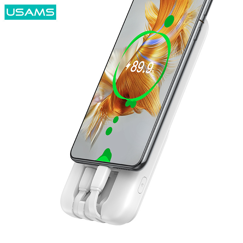 Usams cd194 3 in 1 built in cable usb travel power bank 10000 mah mini portable dual-port digital display powerbank