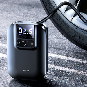 USAMS ZB215 Mini Car Air Pump automatic led digital tyre air compressor pressure detection 5000mAh tire inflator